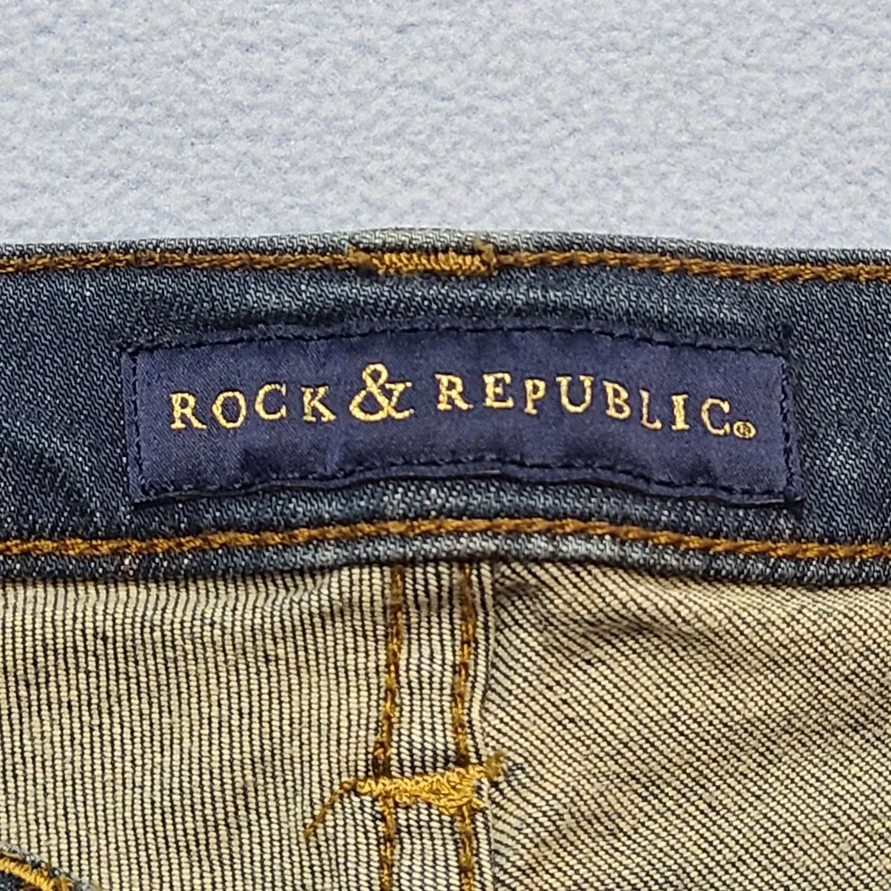 Rock & Republic Berlin Jeans Womens 8M Blue Excellent Studded Skinny Low Rise